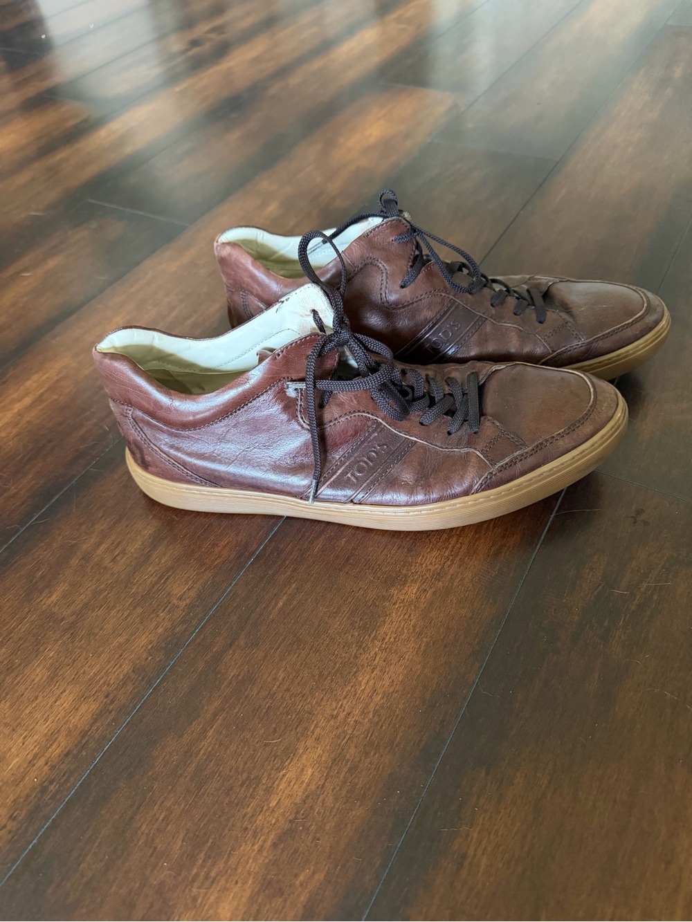 Tod's Brown Leather Low-Top Sneakers for Men